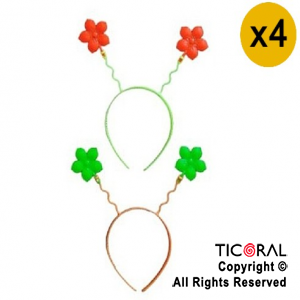VINCHA RESORTES FLUO MARGARITAS x 4